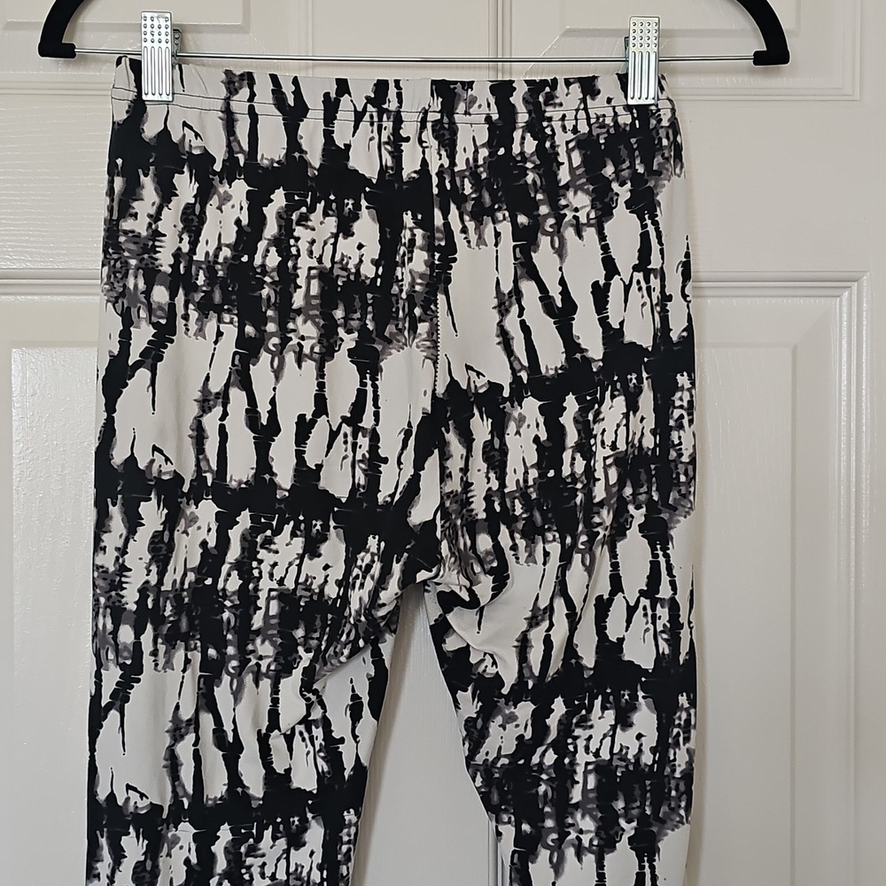 RIV Vintage 90's Y2K Pull on Marbled Tye Die Leggings Black White Large. - Picture 7 of 11